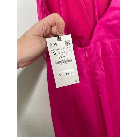 NWT Zara Pink Satin Halter Romper Small Silky Night Out Party Outfit - Picture 12 of 12